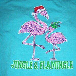 Christmas Softstyle T-Shirt Large Long sleeve Flamingo